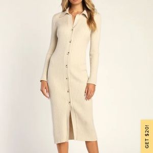 New Everyday Admiration grey Button-Front Midi Sweater Dress